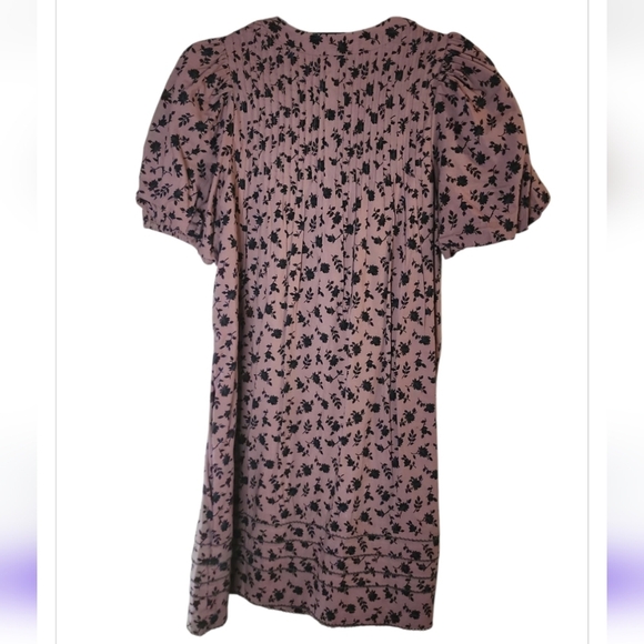 Madewell Tillie Puff-Sleeve Mini Dress Shadow Bloom Pin Tuck Detail Violet XS - Picture 5 of 14